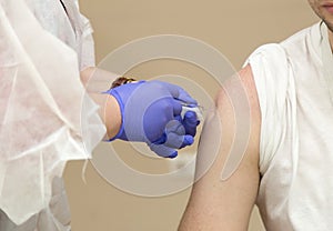 Doctor making Flu vaccination