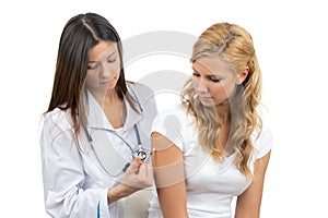 Doctor making insulin or flu vaccination shot