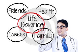 Doctor making life balance concept