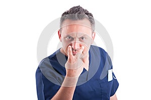 Doctor making look into my eyes or pay attention gesture