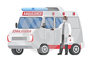Doctor man at ambulance car