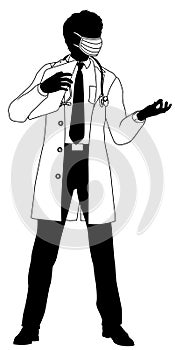 Doctor Man and Clipboard Medical Silhouette Person