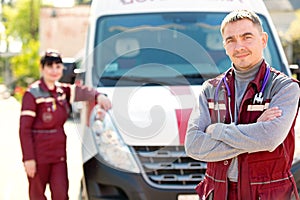 Doctor man with colleague paramedic