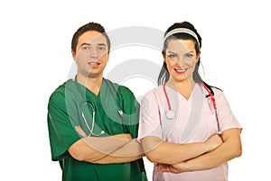 Doctor man and nurse woman