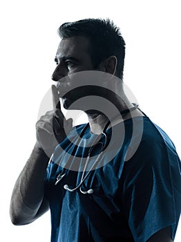 Doctor man surgeon hushing portrait silhouette