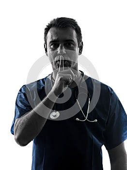 Doctor man surgeon hushing portrait silhouette