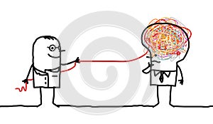 Doctor man untangling a brain photo