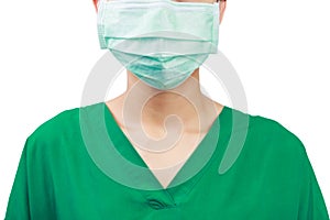 Doctor with a mask isolated on white
