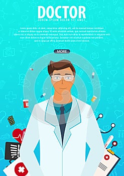 Doctor. Medical background. Health care. Vector medicine illustration.