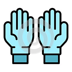 Doctor medical gloves icon color outline vector