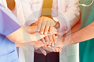 Doctor and Medical hand Join together Teamwork