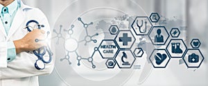 Doctor with Medical Healthcare Icon Interface