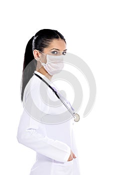 Doctor in a medical mask. Virus, corona virus. protection. Sterile equipment for the medical and beauty in