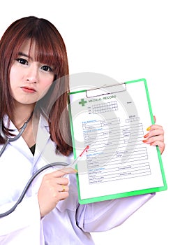 Doctor and medical record. photo