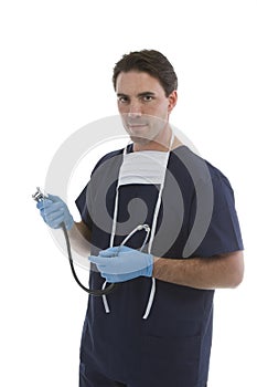 Doctor in medical scrubs