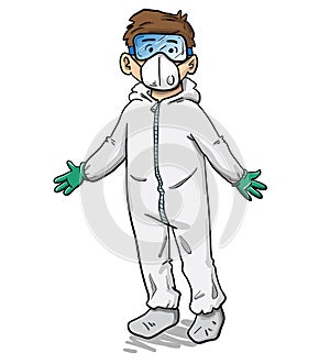 Doctor or medical worker dressed in full equipment photo