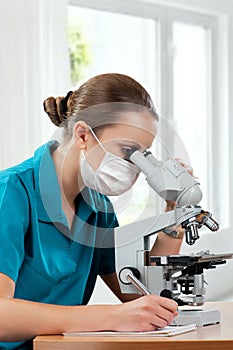 Doctor with microscope