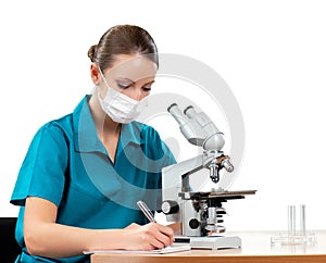 Doctor with microscope