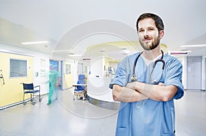 Doctor modern hospital emergency room frontal portrait