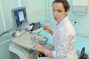 Doctor and modern ultrasound system of expert