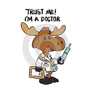 Doctor moose holding a syringe