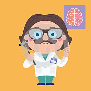 Doctor neurologist cartoon character