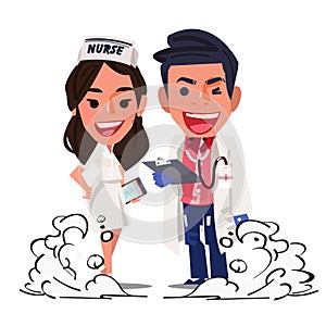 Doctor and nurse character design - vector illustration