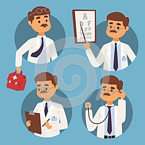 Doctor nurse character vector medical man staff flat design hospital team people doctorate illustration.