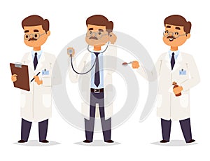 Doctor nurse character vector medical man staff flat design hospital team people doctorate illustration.