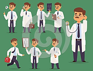 Doctor nurse character vector medical man staff flat design hospital team people doctorate illustration.