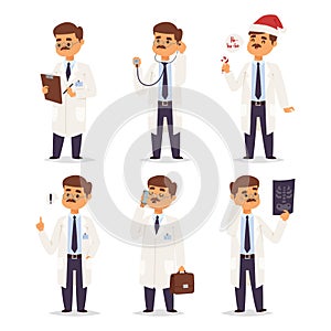 Doctor nurse character vector medical man staff flat design hospital team people doctorate illustration.