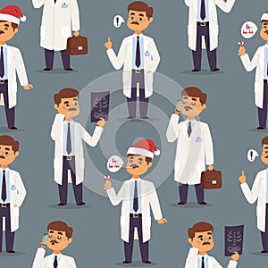 Doctor nurse character vector medical man staff seamless pattern background flat design hospital team people doctorate