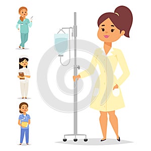 Doctor nurse character vector medical woman staff flat design hospital team people doctorate illustration.