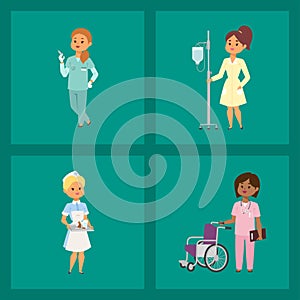 Doctor nurse character vector medical woman staff flat design hospital team people doctorate illustration.