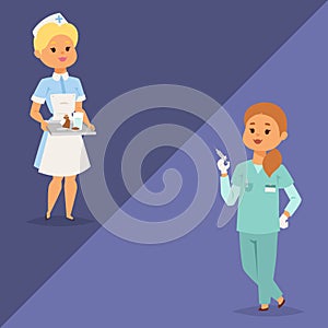 Doctor nurse character vector medical woman staff flat design hospital team people doctorate illustration.