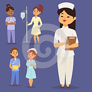 Doctor nurse character vector medical woman staff flat design hospital team people doctorate illustration.