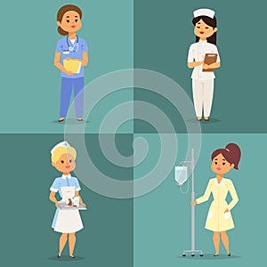 Doctor nurse character vector medical woman staff flat design hospital team people doctorate illustration. photo