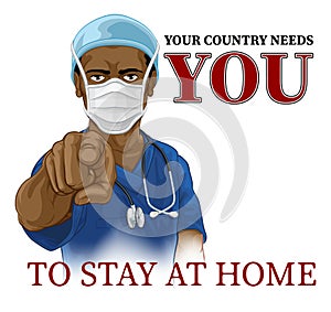 Doctor Nurse Needs You Stay Home Pointing Poster