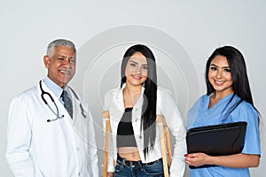 Doctor and Nurse With Patient On White Background