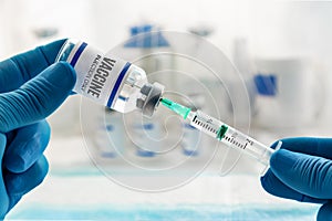 Doctor or Nurse preparing medical injection of generic vaccine for immunization of current diseases such as Flu, mpox, coronavirus