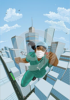 Doctor Nurse Scrubs Superhero Flying Super Hero