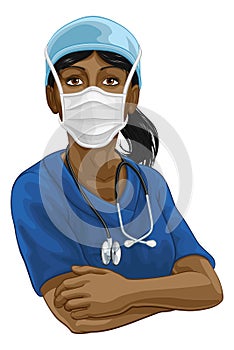 Doctor or Nurse Woman in Medical Scrubs and PPE