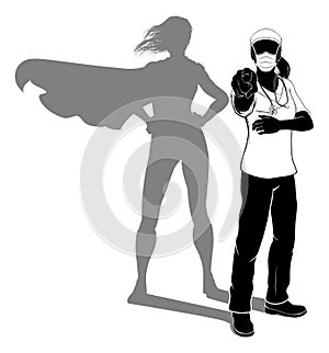 Doctor Nurse Woman Super Hero PPE Mask Silhouette