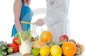 Doctor nutritionist measuring the waist of a patient