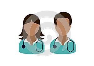 Man and woman doctors icon set vector