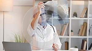 Doctor office medical expertise woman x-ray film