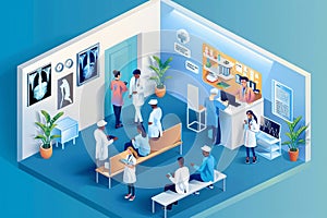 Doctor office patient consultations and medical technology, vector, illustrations