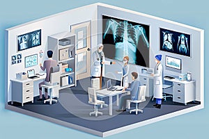 Doctor office patient consultations and medical technology, vector, illustrations