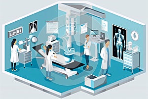 Doctor office patient consultations and medical technology, vector, illustrations