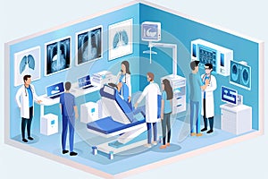 Doctor office patient consultations and medical technology, vector, illustrations